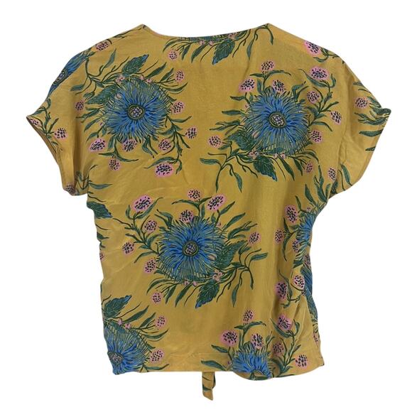 Madewell 100% Silk Side-Tie Wrap Top in Painted Blooms - Picture 4 of 5